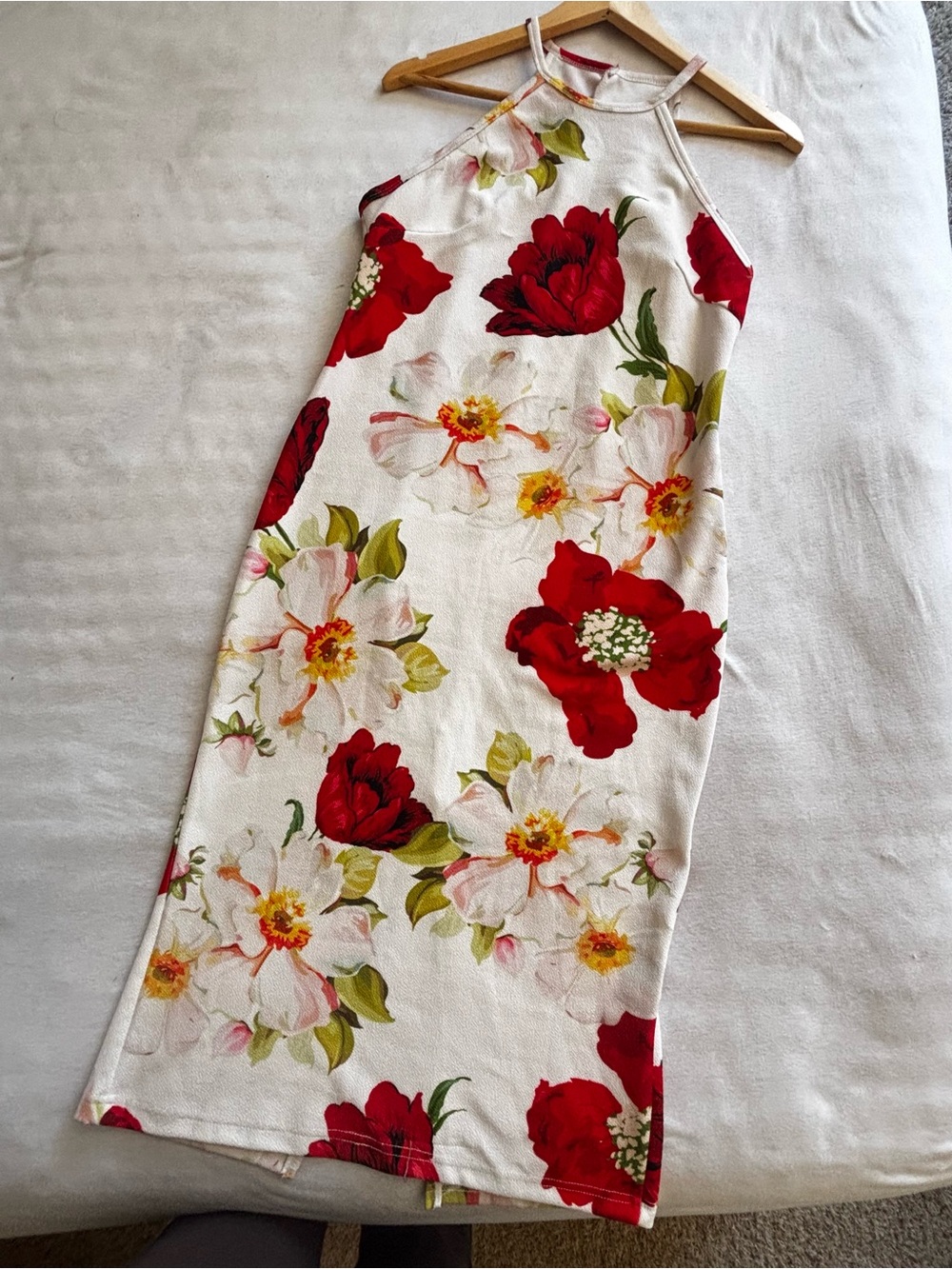NWOT Clasi Floral Halter Neck Bodycon Midi Dress - Size XL (A)